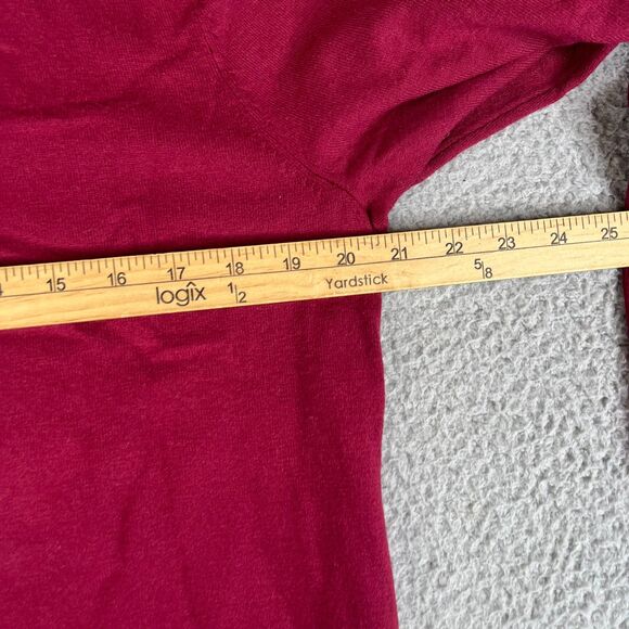 Croft & Barrow Sweater Womens Large Burgundy Pink Knit V Neck Collared Preppy - Picture 10 of 10